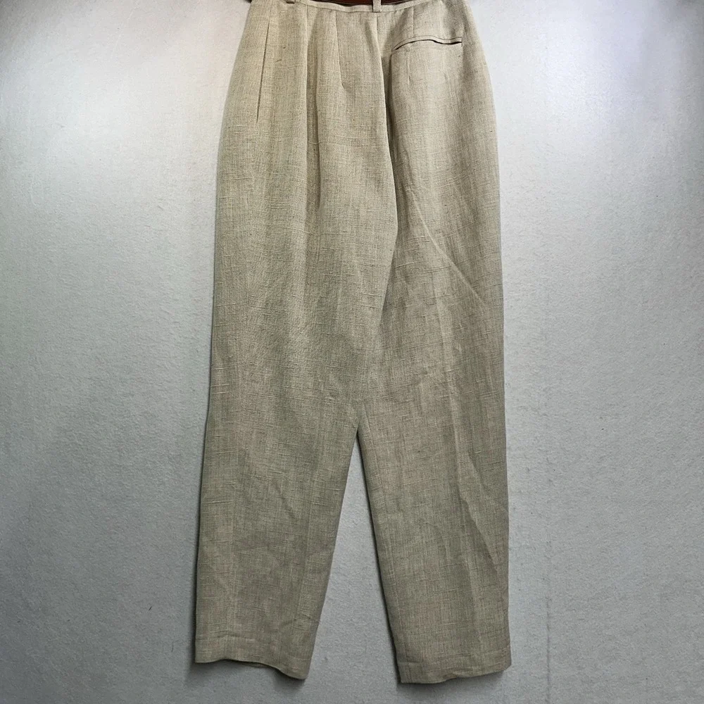 Harve' Benard Linen Blend Pants Women's 2 Petite Preppy Belted